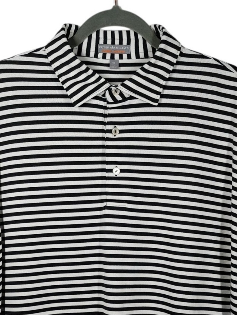 Peter Millar Summer Comfort Black Striped Golf Polo Men's XL